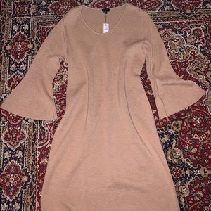 Talbots Camel Knit Dress with Bell Sleeves